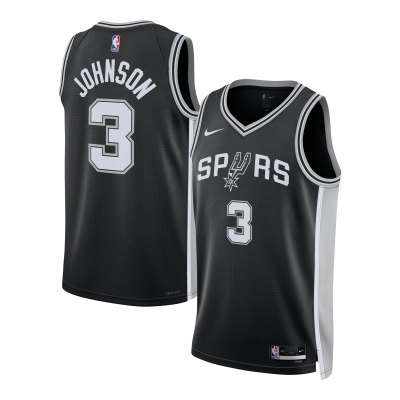 Unisex San Antonio Spurs Keldon Johnson Black Swingman Jersey - Icon Edition 01