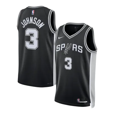 Unisex San Antonio Spurs Keldon Johnson Black Swingman Jersey - Icon Edition 01