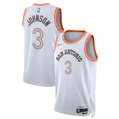 Unisex San Antonio Spurs Keldon Johnson White 2023/24 Swingman Jersey - City Edition 01
