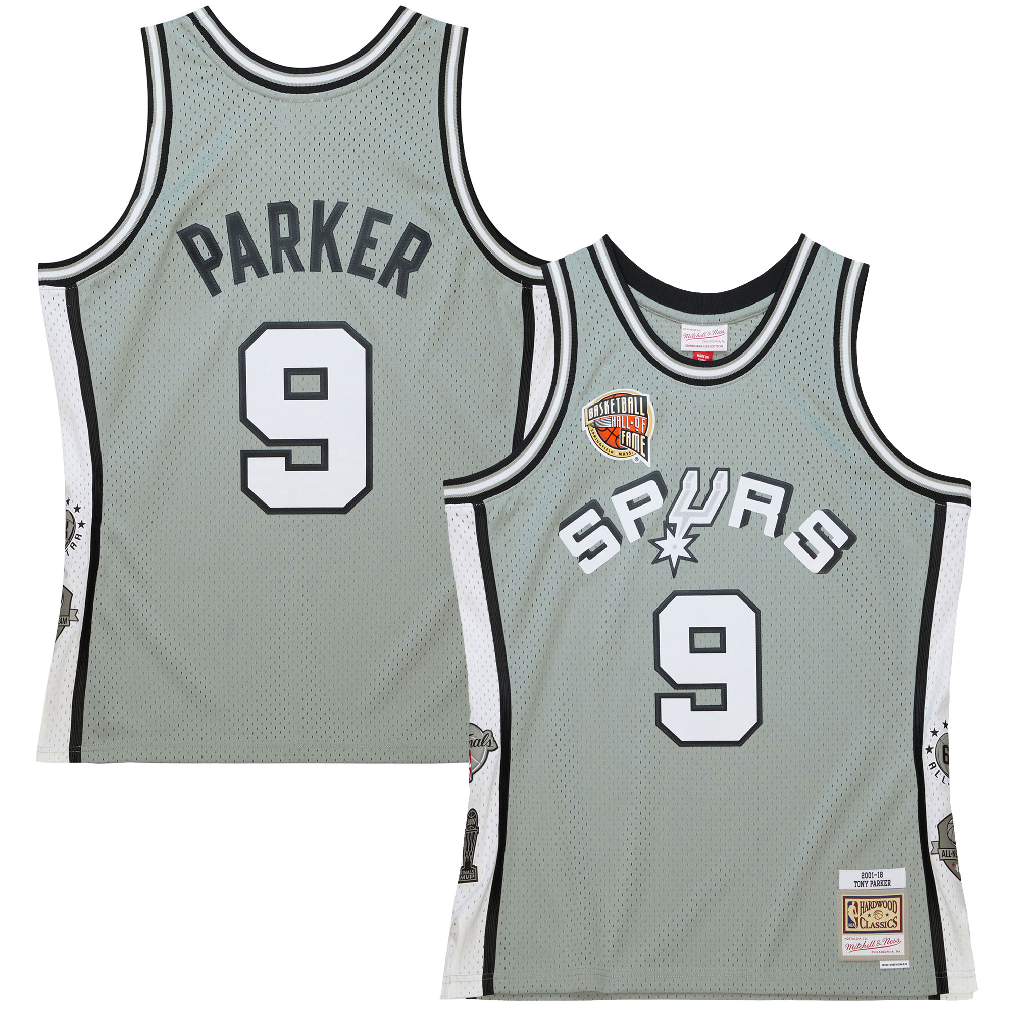 Unisex San Antonio Spurs Tony Parker Gray Hall of Fame Class of 2023 Throwback Swingman Jersey