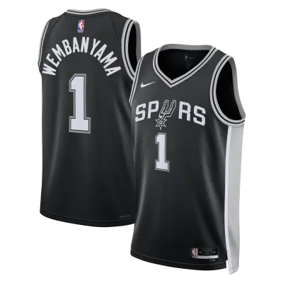 Unisex San Antonio Spurs Victor Wembanyama Black 2023 NBA Draft First Round Pick Swingman Jersey - Icon Edition 01