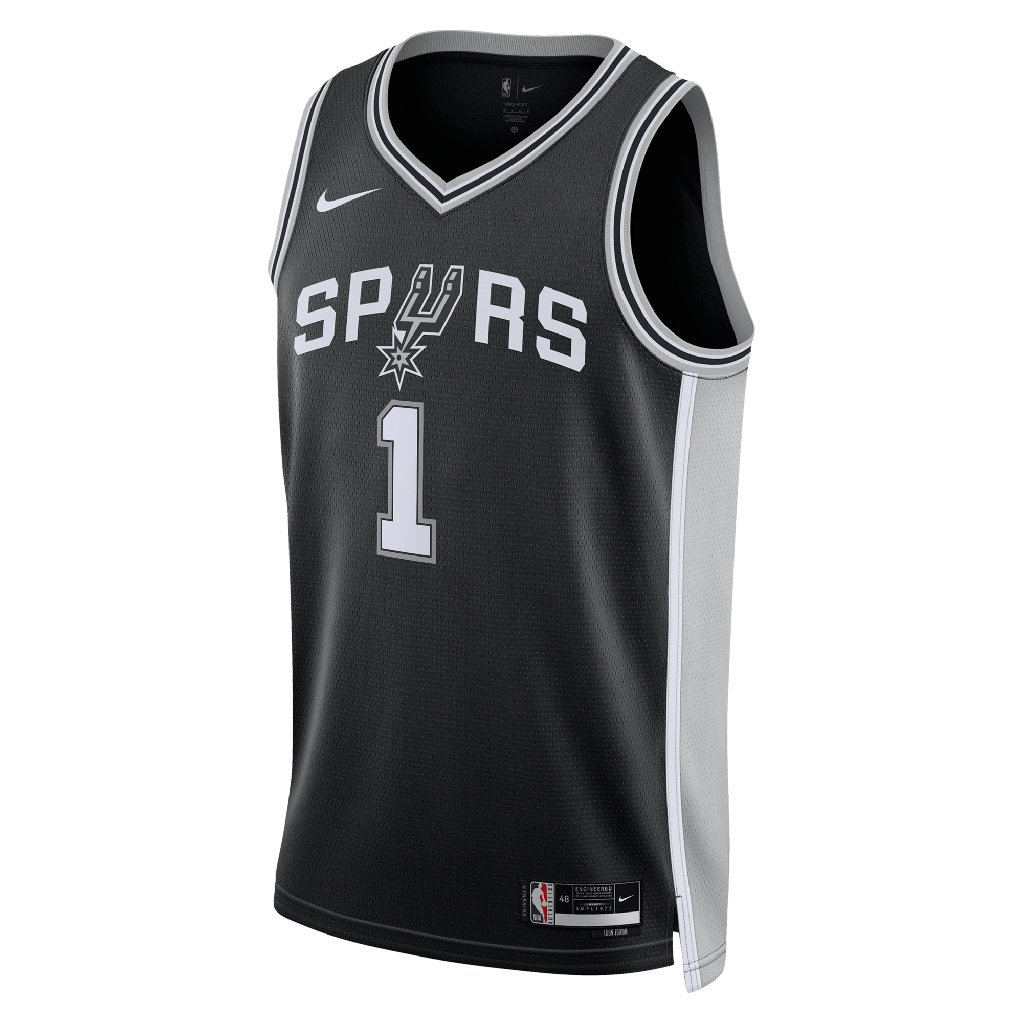Unisex San Antonio Spurs Victor Wembanyama Black 2023 NBA Draft First Round Pick Swingman Jersey - Icon Edition