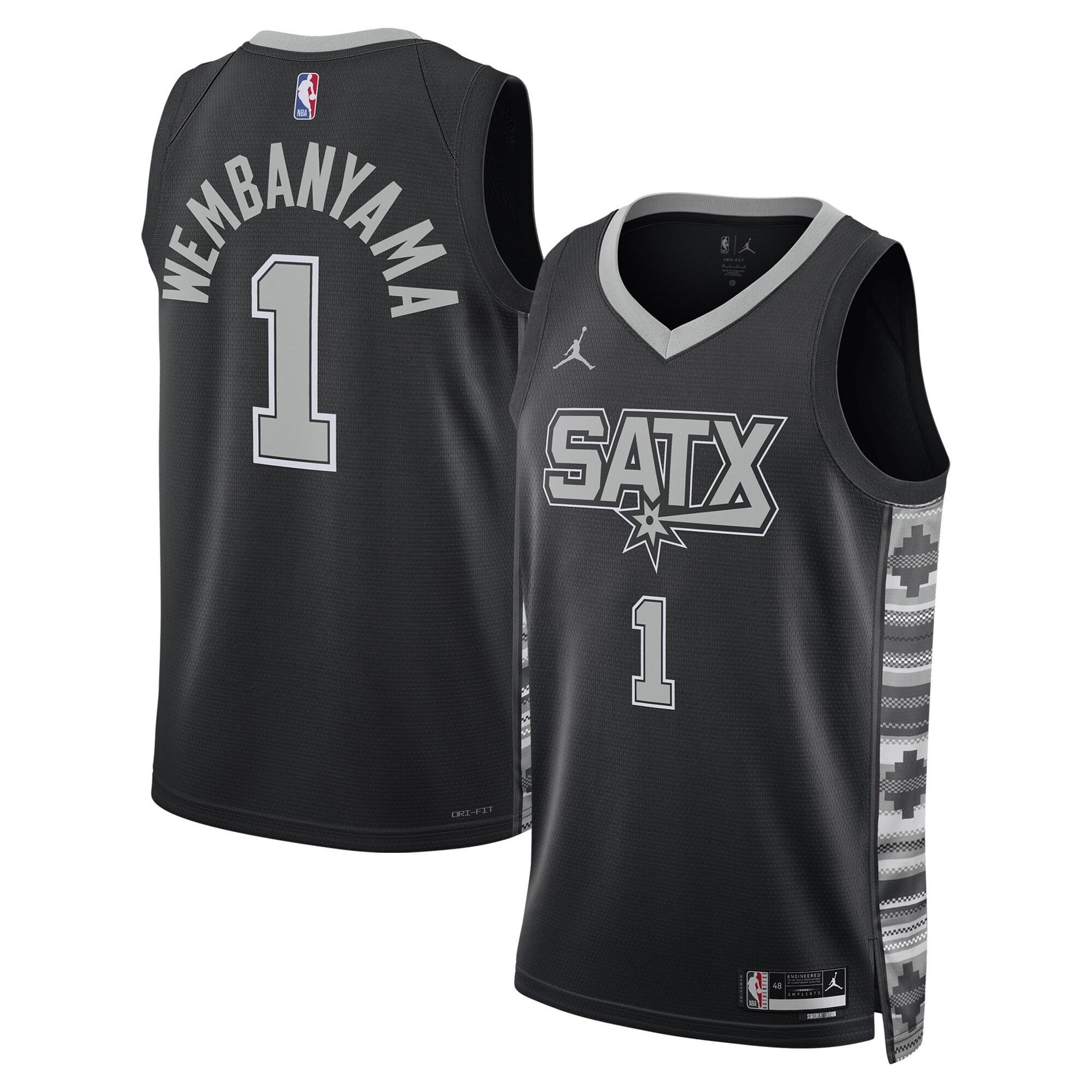 Unisex San Antonio Spurs Victor Wembanyama Black Swingman Jersey - Statement Edition