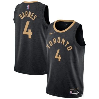 Unisex Toronto Raptors Scottie Barnes Black 2022/23 Swingman Jersey - City Edition 01