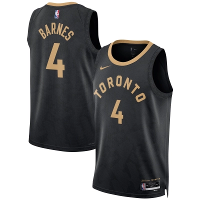 Unisex Toronto Raptors Scottie Barnes Black 2022/23 Swingman Jersey - City Edition 01