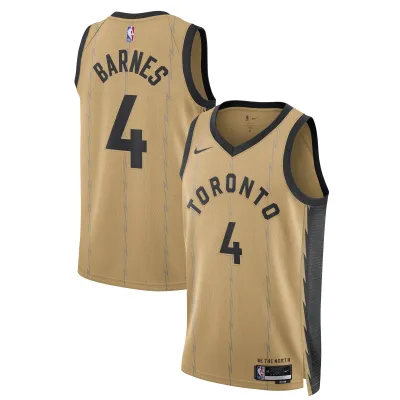 Unisex Toronto Raptors Scottie Barnes Gold 2023/24 Swingman Jersey - City Edition 01