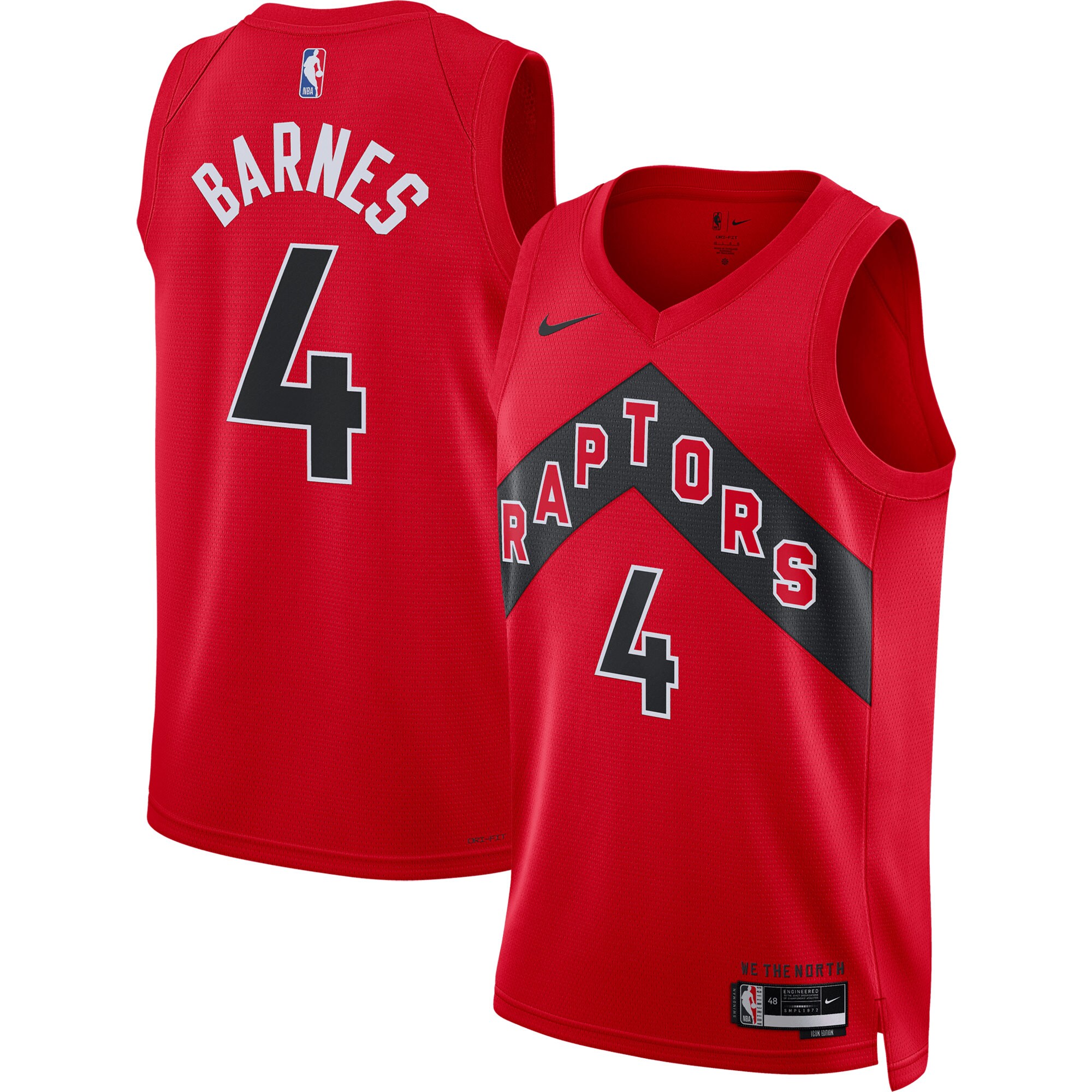 Unisex Toronto Raptors Scottie Barnes Red Swingman Jersey - Icon Edition