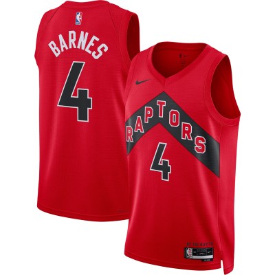 Unisex Toronto Raptors Scottie Barnes Red Swingman Jersey - Icon Edition 01