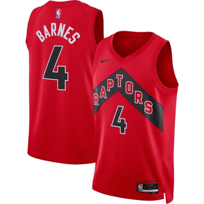 Unisex Toronto Raptors Scottie Barnes Red Swingman Jersey - Icon Edition 01