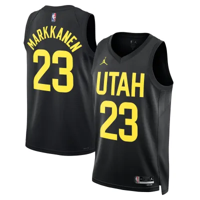 Unisex Utah Jazz Lauri Markkanen Black Swingman Jersey - Statement Edition 01