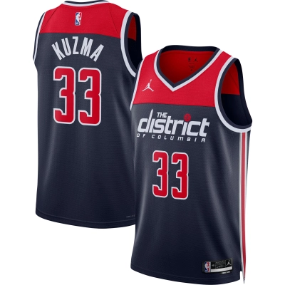Unisex Washington Wizards Kyle Kuzma Navy Swingman Jersey - Statement Edition 01
