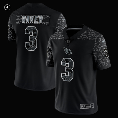 Men's Arizona Cardinals Budda Baker Black RFLCTV Limited Jersey 02
