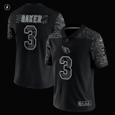 Men's Arizona Cardinals Budda Baker Black RFLCTV Limited Jersey 02