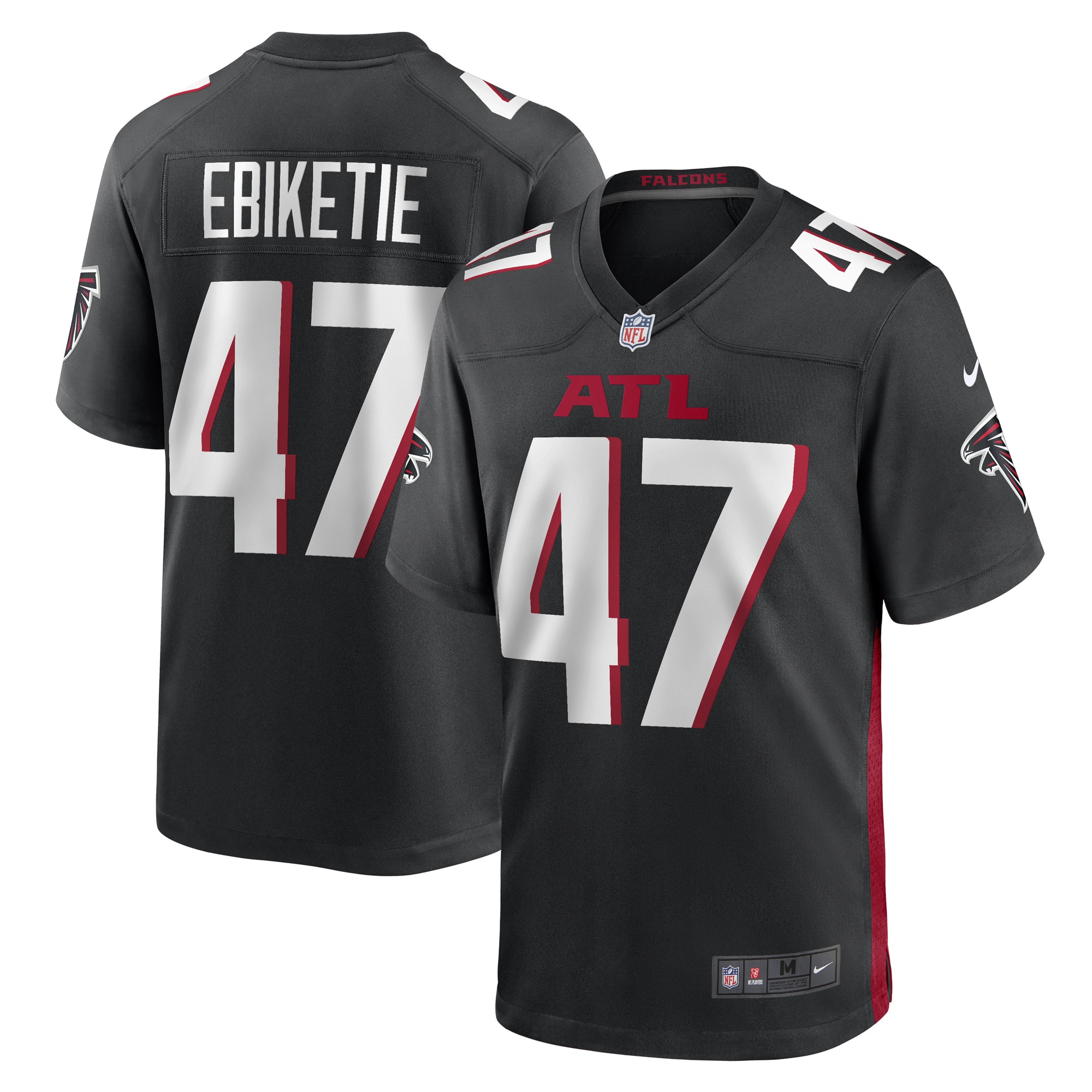 Men's Arnold Ebiketie Atlanta Falcons Black Game Player Jersey