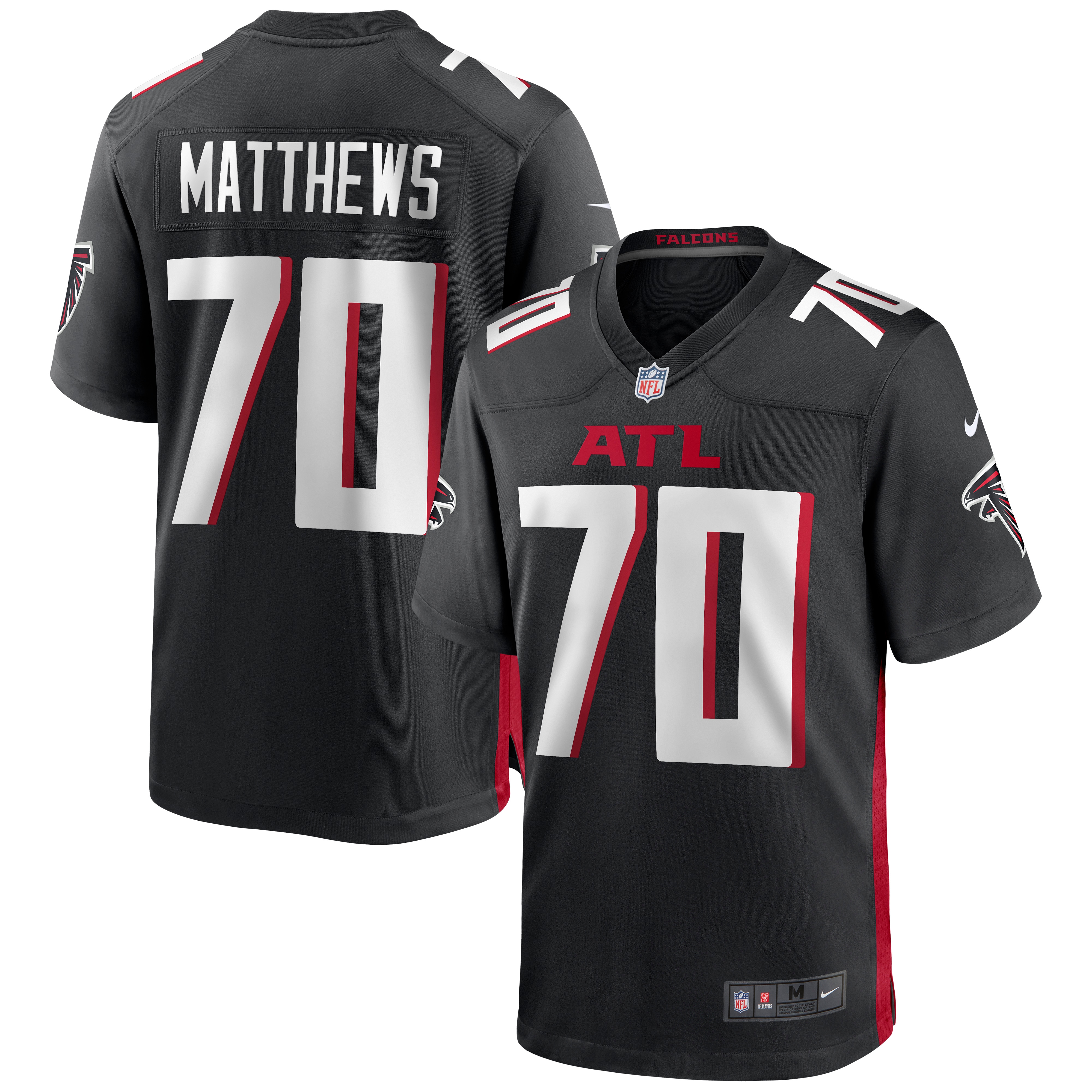 Men's Atlanta Falcons Jake Matthews Black Game Jersey