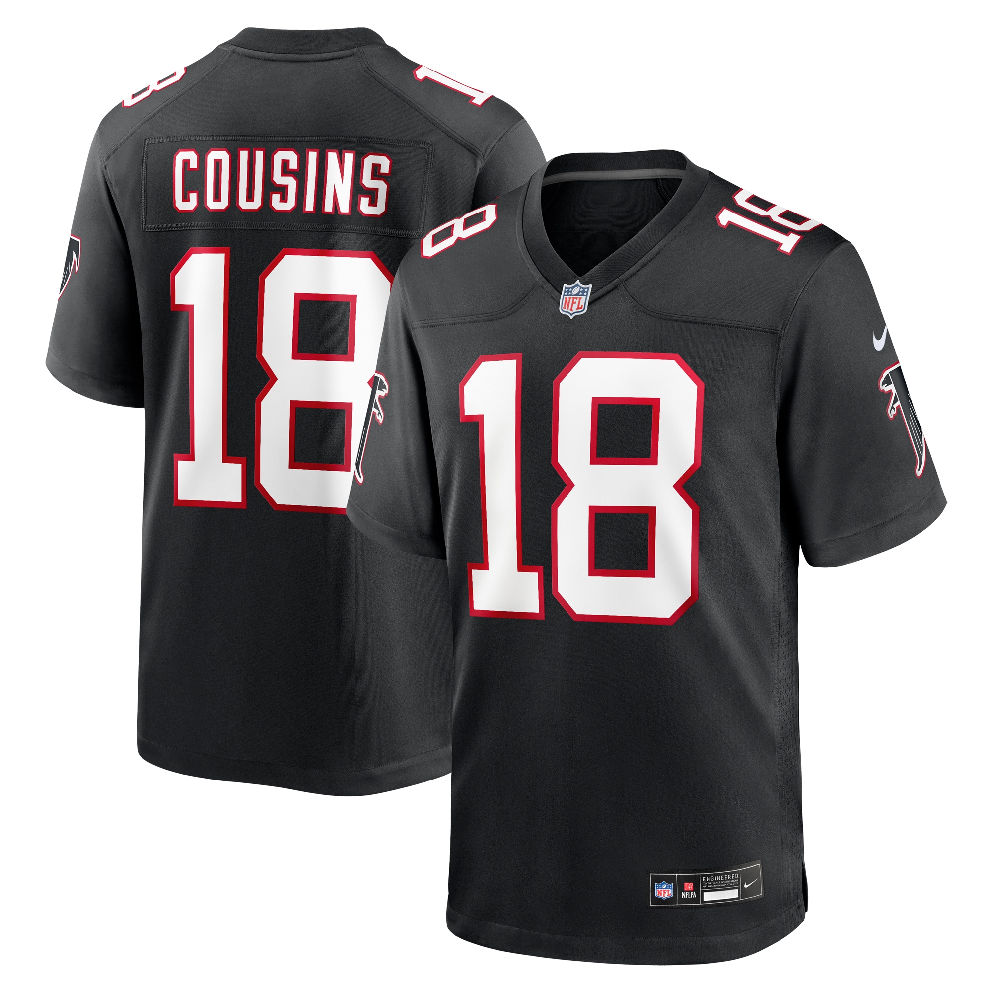 Men's Atlanta Falcons Kirk Cousins Black Alternate Game Player Jersey