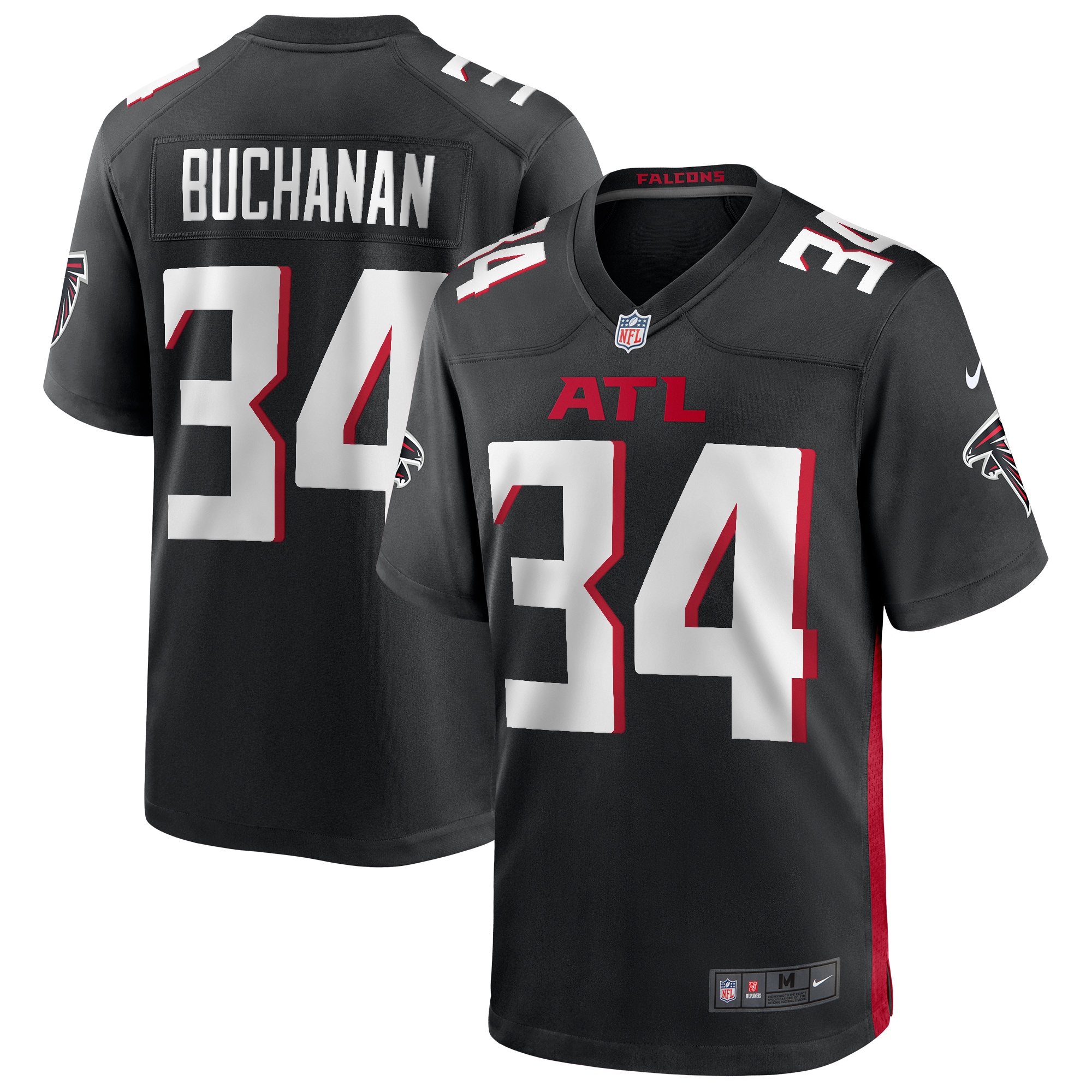 Men's Atlanta Falcons Ray Buchanan Black Game Retired Player Jersey