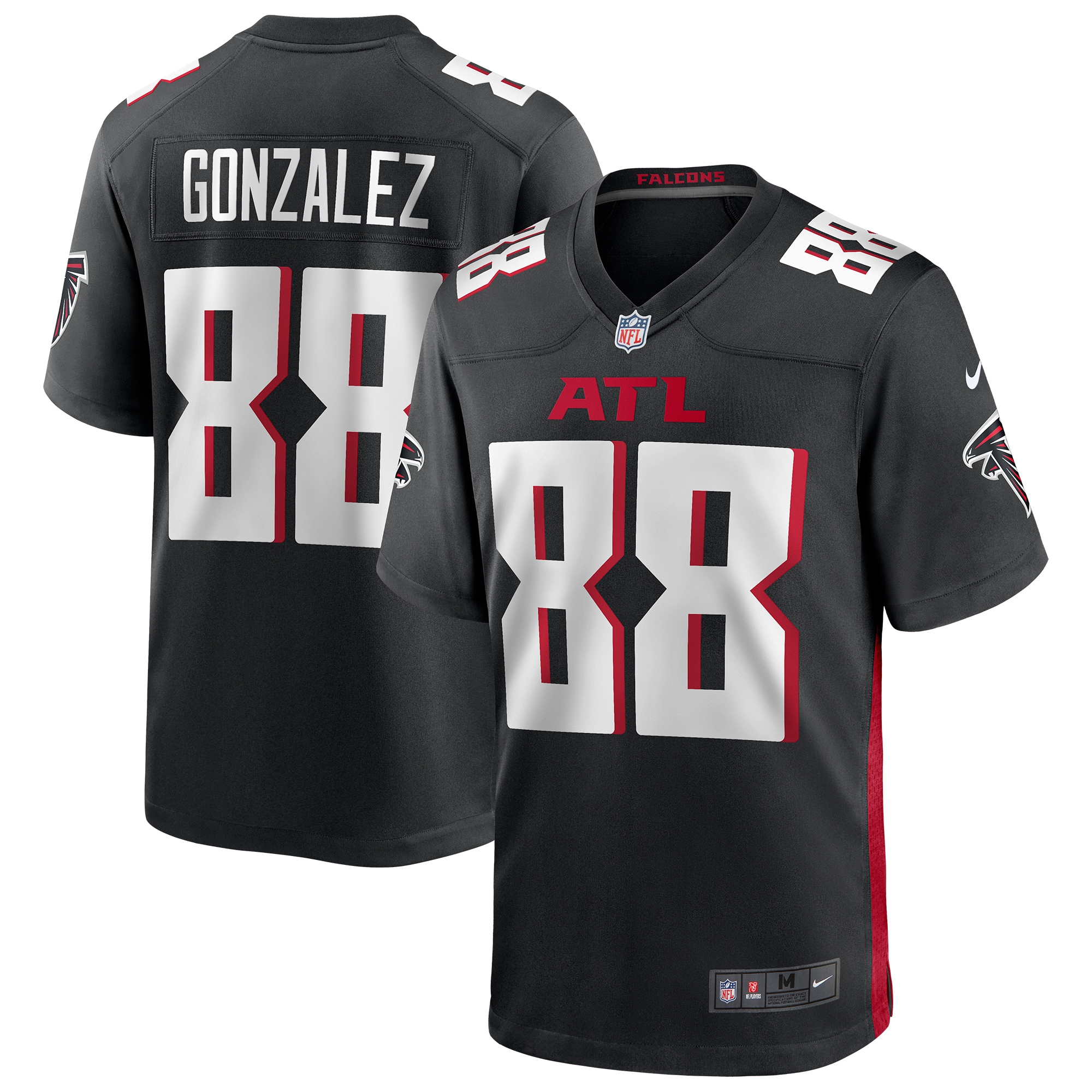 Men's Atlanta Falcons Tony Gonzalez Black Game Retired Player Jersey