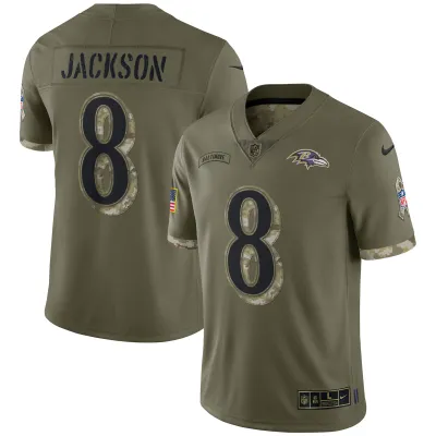 Men's Baltimore Ravens Olive 2022 Salute To Service Limited Jersey 01