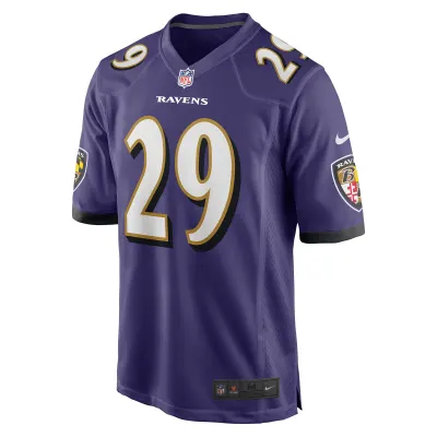 Men's Baltimore Ravens Ar'Darius Washington Purple Player Game Jersey 02