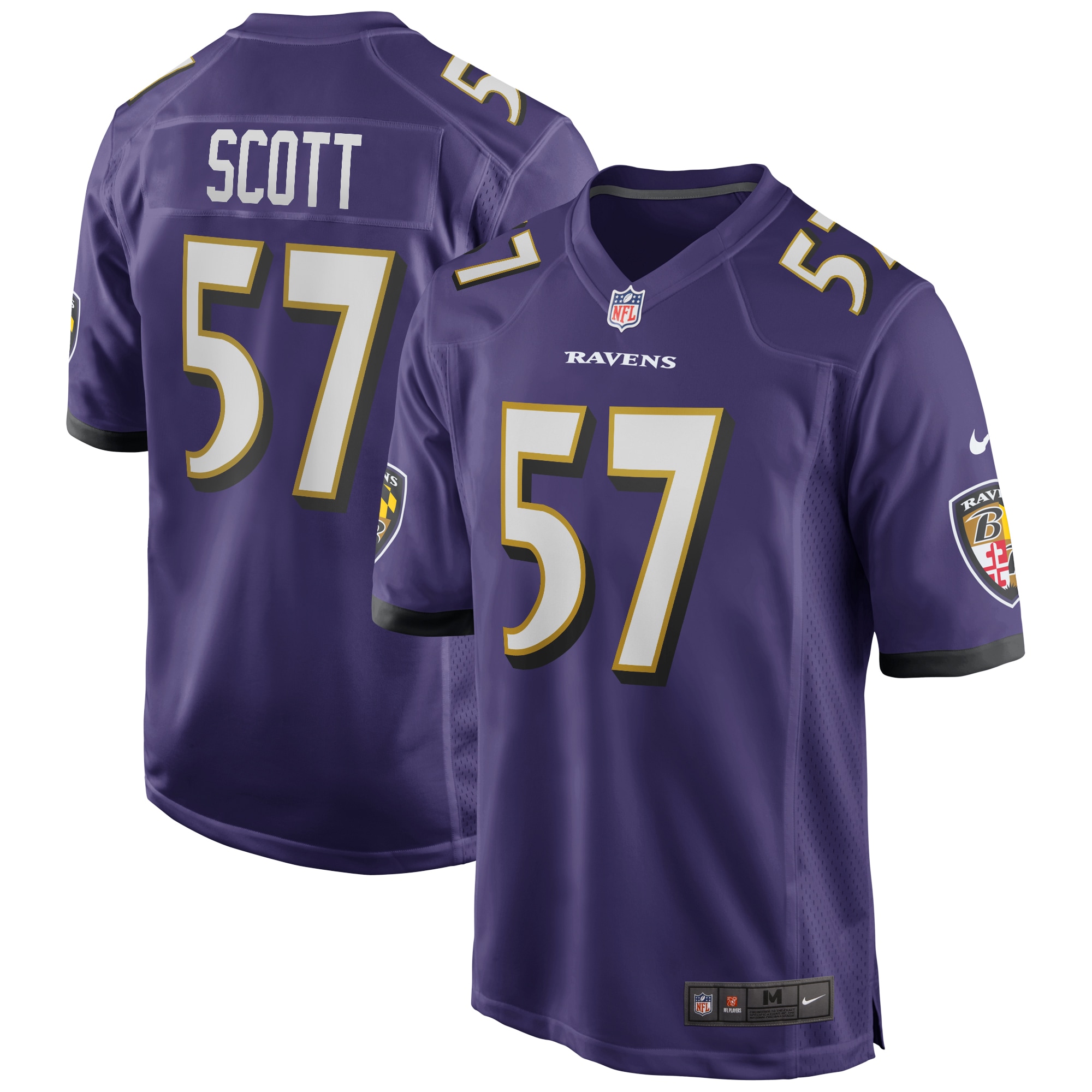 Men's Baltimore Ravens Bart Scott Purple Game Retired Player Jersey