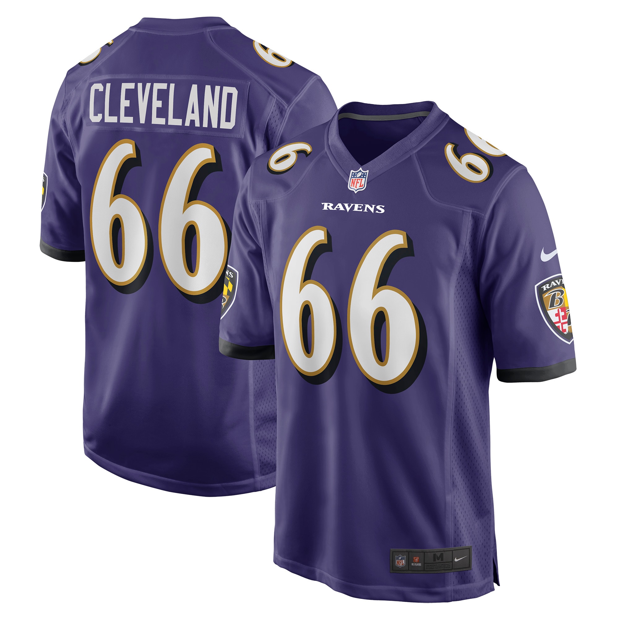 Men's Baltimore Ravens Ben Cleveland Purple Game Jersey