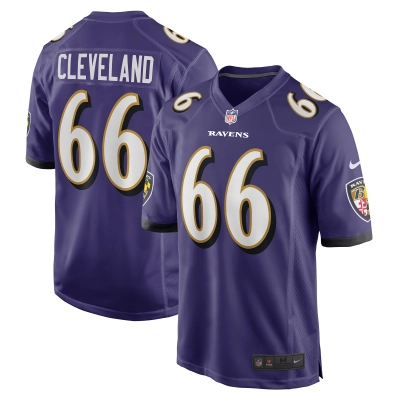 Men's Baltimore Ravens Ben Cleveland Purple Game Jersey 01