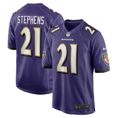Men's Baltimore Ravens Brandon Stephens Purple Game Jersey 01
