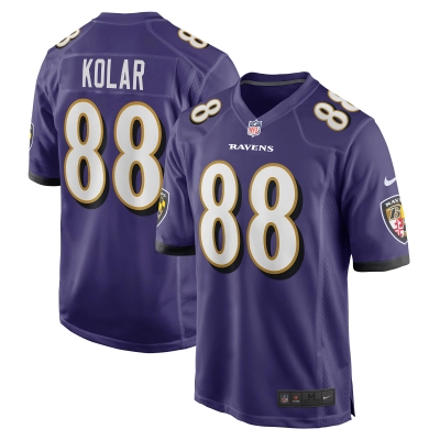 Men's Baltimore Ravens Charlie Kolar Purple Player Game Jersey 01