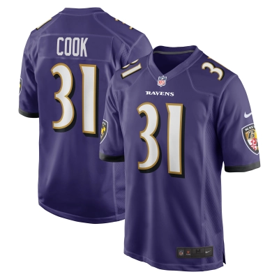 Men's Baltimore Ravens Dalvin Cook Purple Game Jersey 01