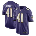 Men's Baltimore Ravens Daryl Worley Purple Game Player Jersey
