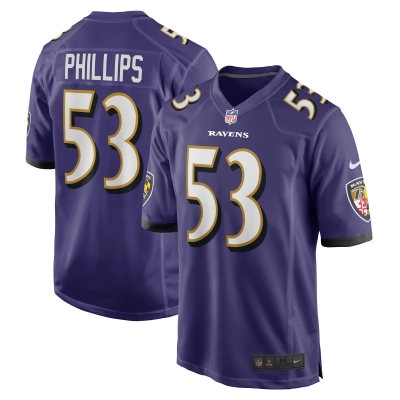 Men's Baltimore Ravens Del'Shawn Phillips Purple Game Player Jersey 01