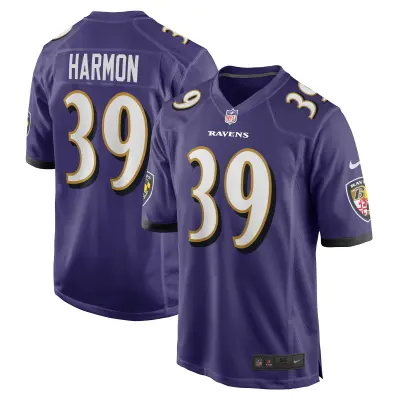 Men's Baltimore Ravens Duron Harmon Purple Game Jersey 01