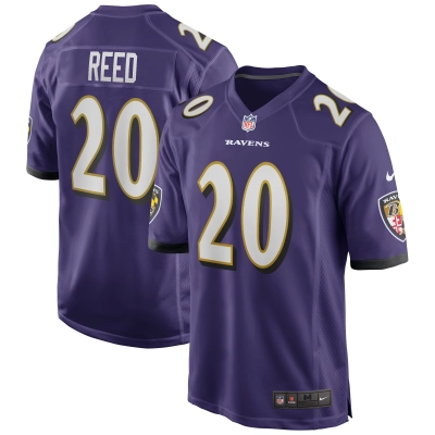 Men's Baltimore Ravens Ed Reed Purple Game Retired Player Jersey 01