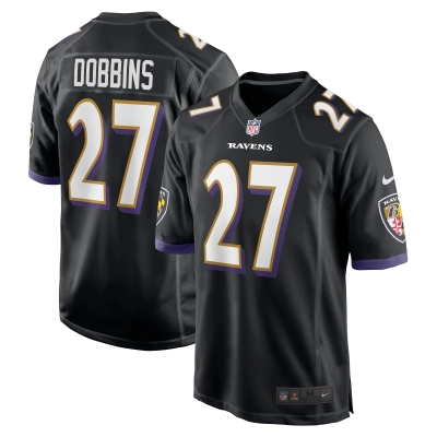 Men's Baltimore Ravens J.K. Dobbins Black Game Jersey 01