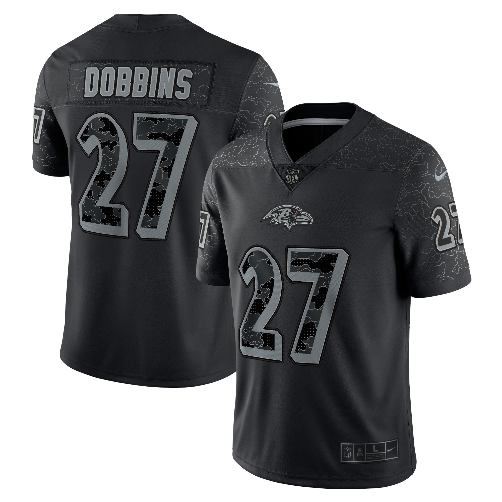 Men's Baltimore Ravens J.K. Dobbins Black RFLCTV Limited Jersey