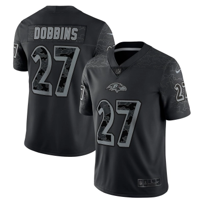 Men's Baltimore Ravens J.K. Dobbins Black RFLCTV Limited Jersey 01