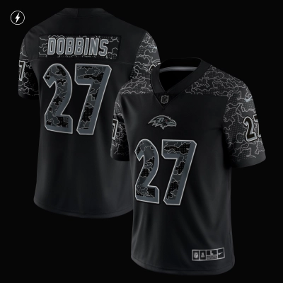 Men's Baltimore Ravens J.K. Dobbins Black RFLCTV Limited Jersey 02