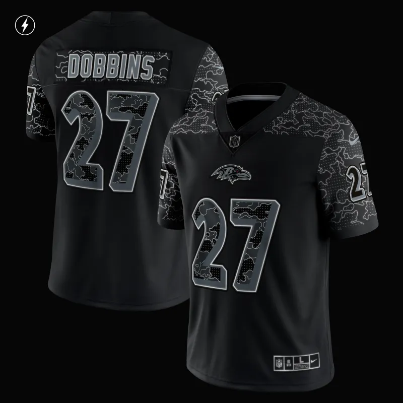 Men's Baltimore Ravens J.K. Dobbins Black RFLCTV Limited Jersey