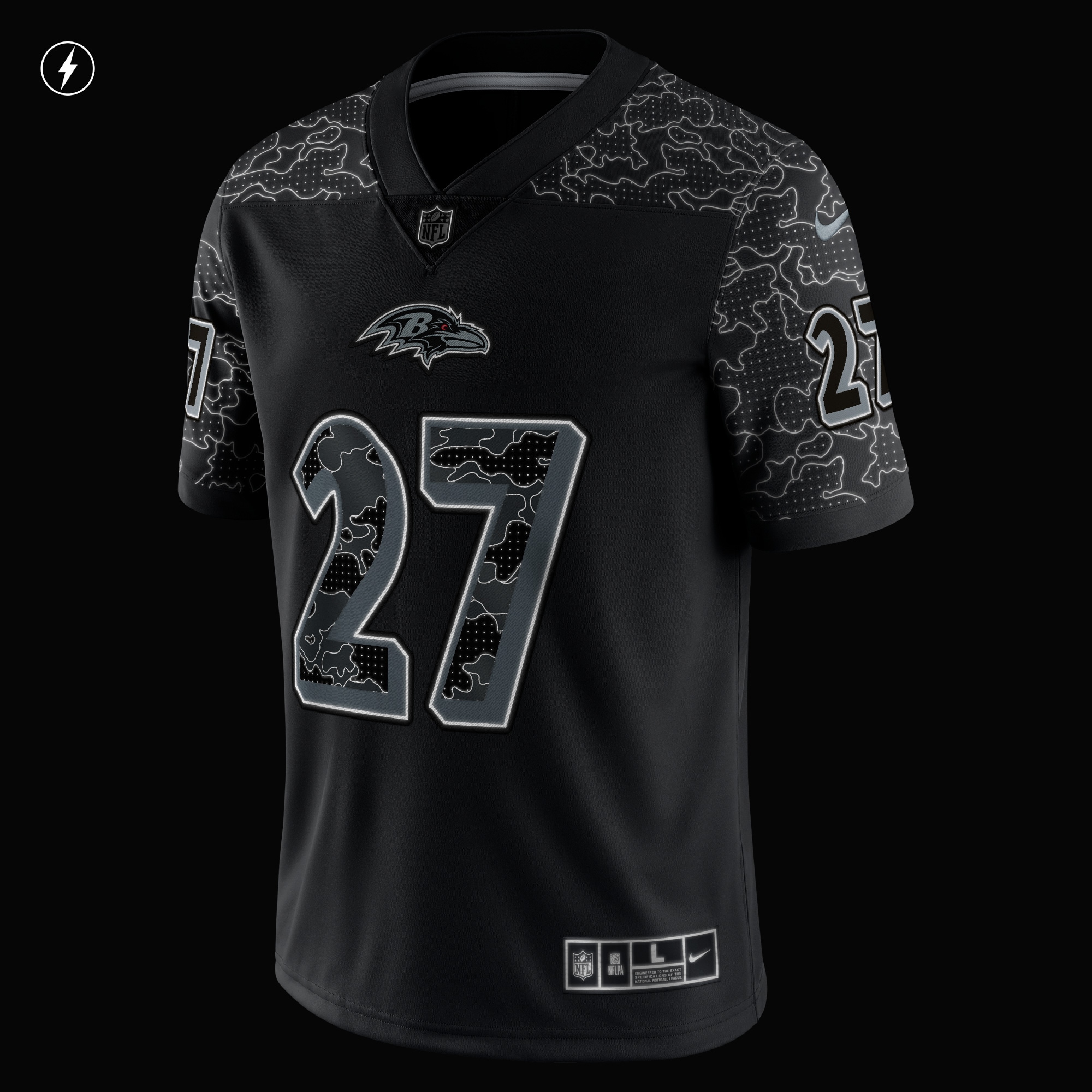 Men's Baltimore Ravens J.K. Dobbins Black RFLCTV Limited Jersey