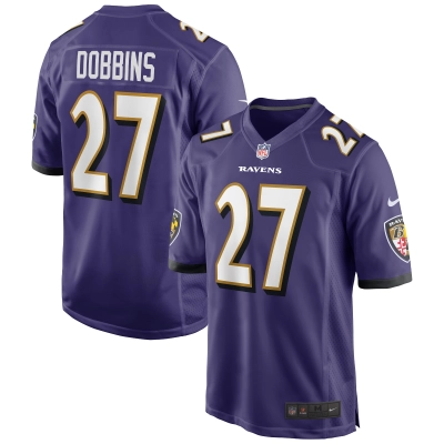 Men's Baltimore Ravens J.K. Dobbins Purple Game Jersey 01