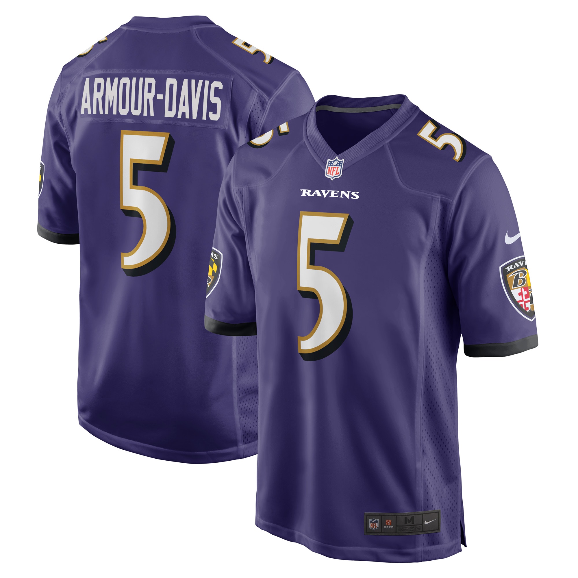 Men's Baltimore Ravens Jalyn Armour-Davis Purple Game Player Jersey