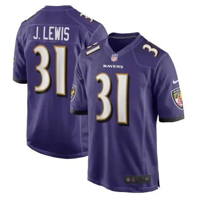 Men's Baltimore Ravens Jamal Lewis Purple Game Retired Player Jersey 01