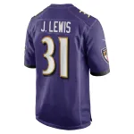 Men's Baltimore Ravens Jamal Lewis Purple Game Retired Player Jersey