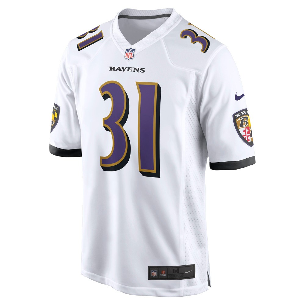 Men's Baltimore Ravens Jamal Lewis White Retired Player Game Jersey