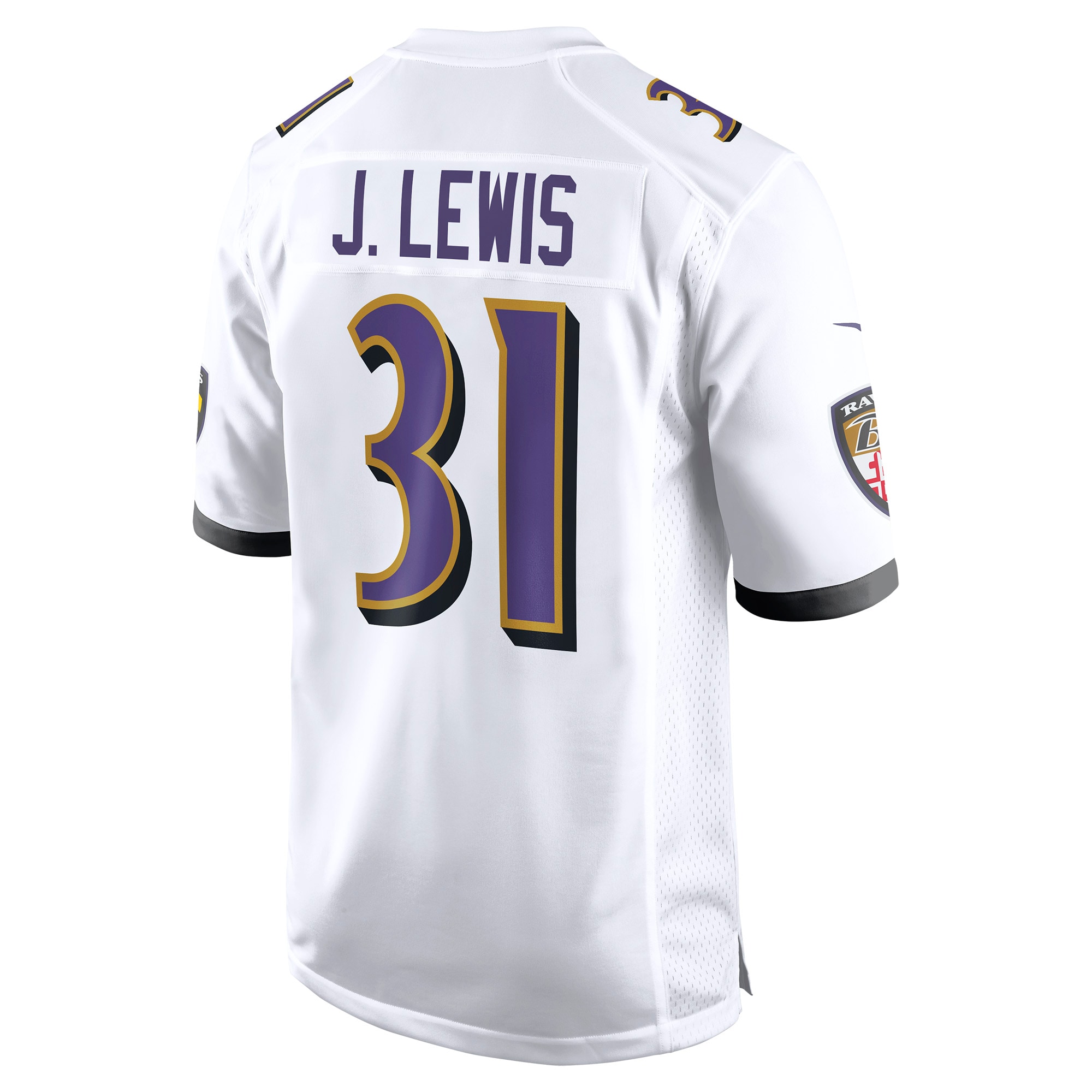 Men's Baltimore Ravens Jamal Lewis White Retired Player Game Jersey