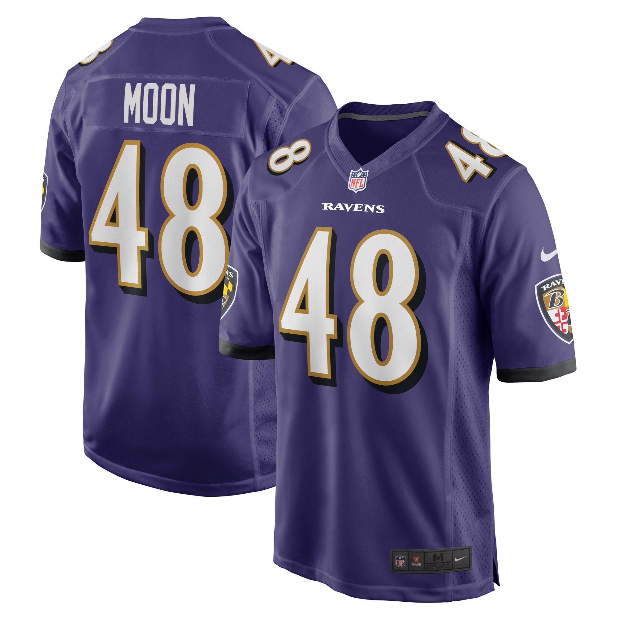 Men's Baltimore Ravens Jeremiah Moon Purple Game Player Jersey