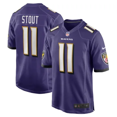 Men's Baltimore Ravens Jordan Stout Purple Player Game Jersey 01