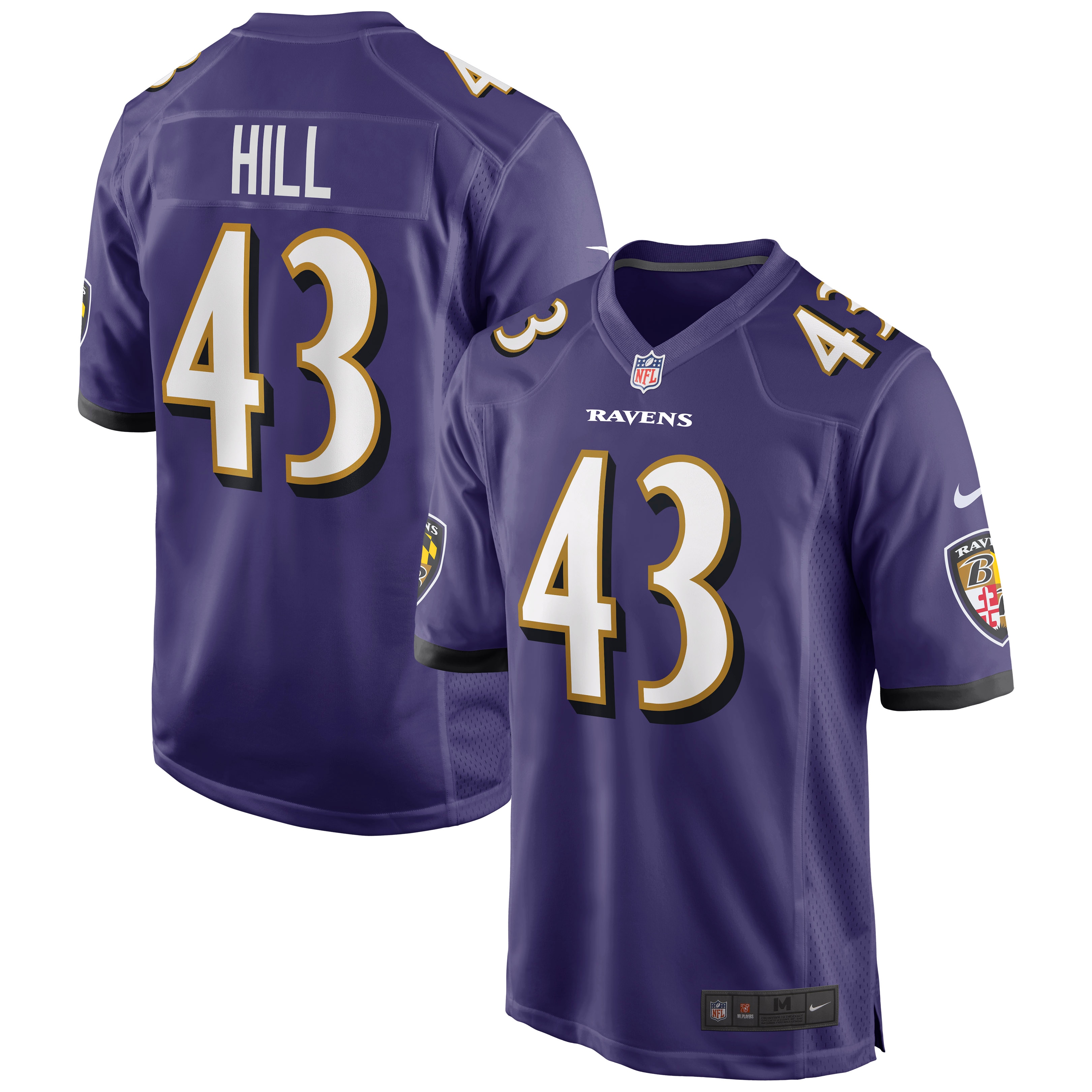 Men's Baltimore Ravens Justice Hill Purple Game Jersey