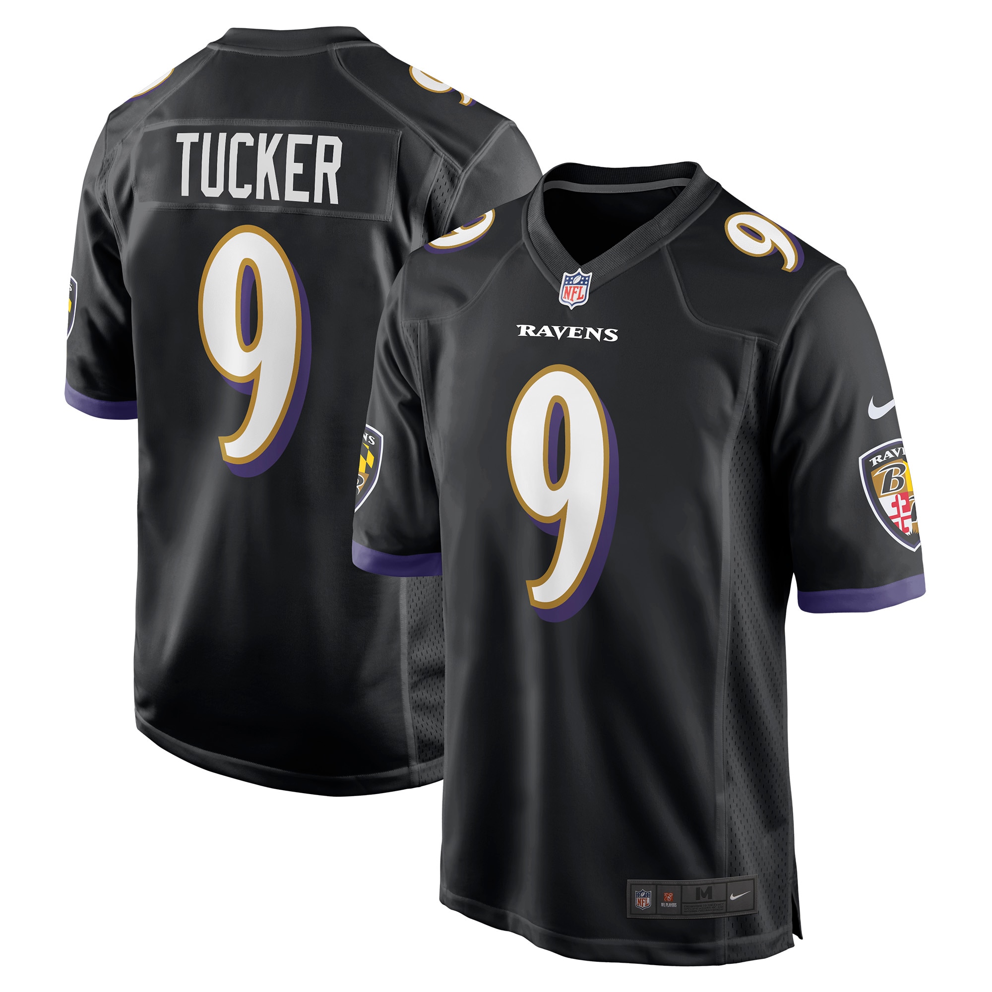 Men's Baltimore Ravens Justin Tucker Black Player Game Jersey